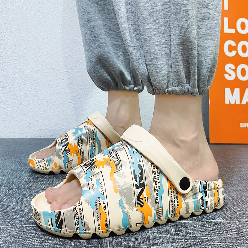 Zapatillas verano para hombre, zuecos de masaje, chanclas informales interior y baño, de playa de secado rápido| | AliExpress