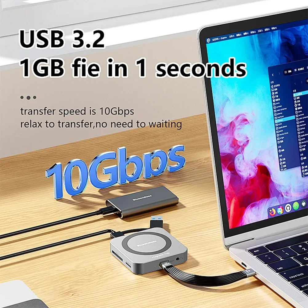 SSD Enclosure 8-IN-1 Magnetic 2230 M.2 NVMe 10Gbps USB C 3.2 Gen2 to NVMe PCI-E 100W Charger for iPhone15 Pro MacBook