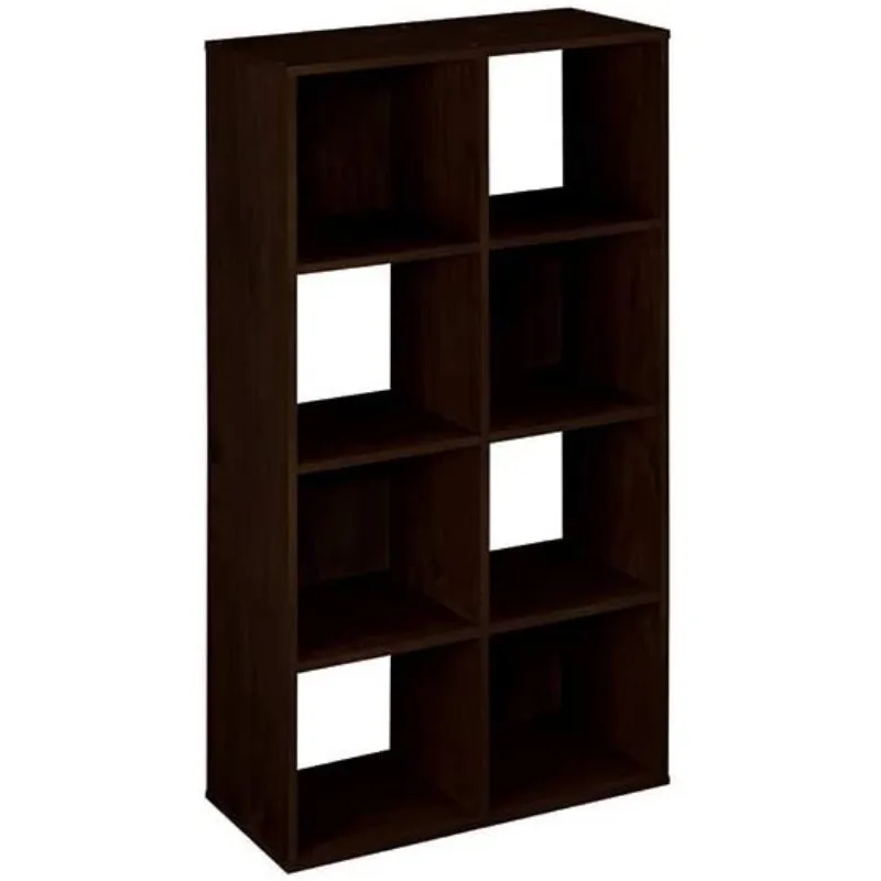 

Wood Bookshelf 8 Cubes Organizer Bookcase Open Book Shelf 4-Tier Multipurpose Storage Rack Stand Sturdy Dark Brown[US-Stock]