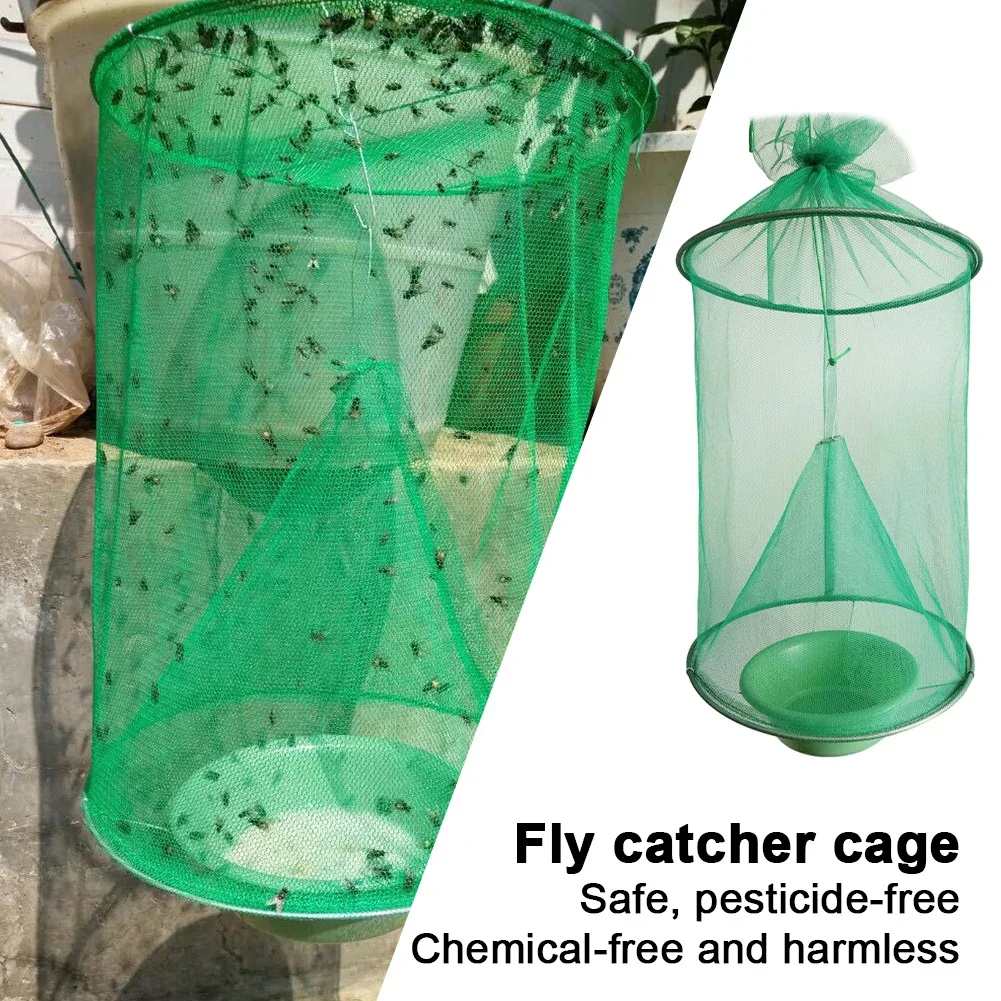 Reusable Plastic Hanging Fly Trap Cage for Garden Pest Control