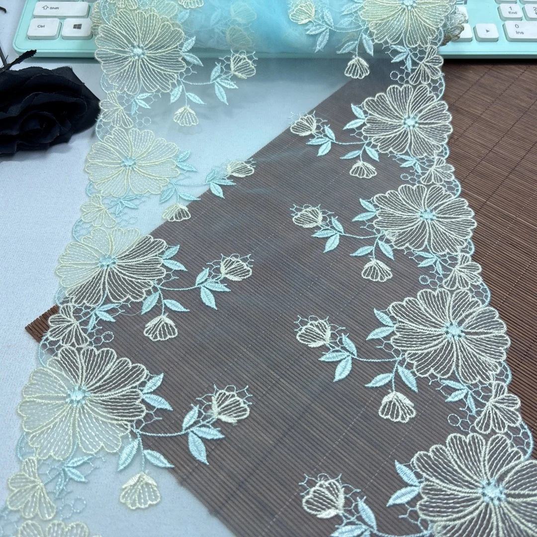 Bilateral Embroidered Lace Trim Net Tulle Lace Fabric Mesh DIY Sewing Fabric for Lingerie Needle Work lace fabric lace sewing supplies lace sewing accessories