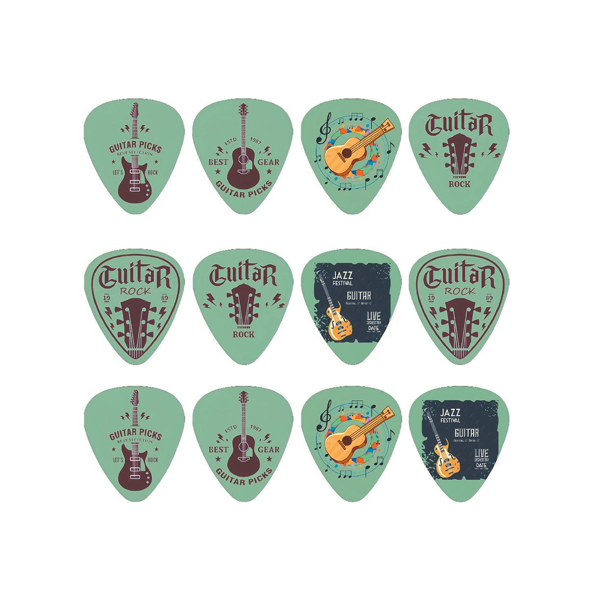 Guitar Picks 12Pcs/Set Guitar Paddles Cartoon Couples Acoustic Guitar Picks