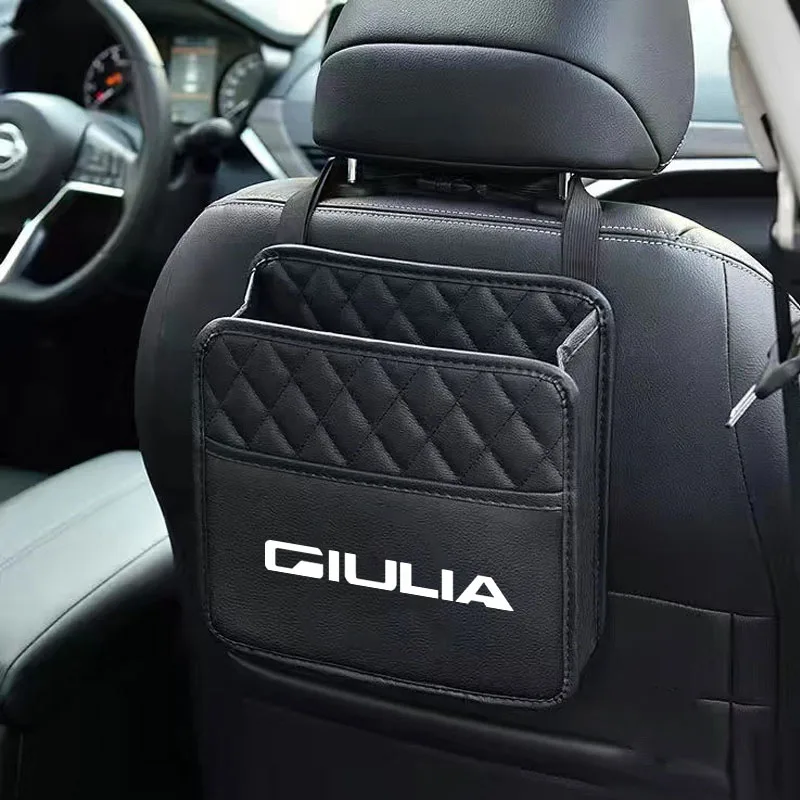 

Car Back Seat Storage Bag Organizer Box Leather Car Seat Middle Storage Bag Auto Handbag For Alfa Romeo Giulia Car Accessorie