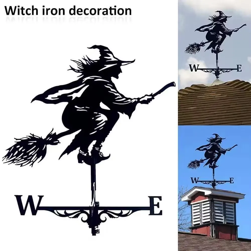 Iron Art Wind Direction Indicator Decorative Country Stylemetal Weather Vane Outdoor Roof Decoration Home Garden Figurine