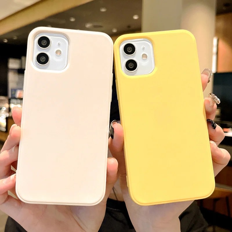 Luxury Soft Silicone Matte Shockproof Phone Case - Solid Color Cover
