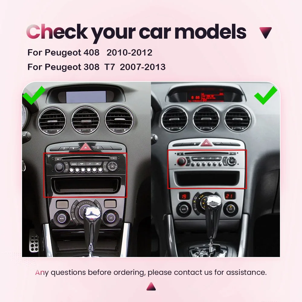 BONROAD Radio con pantalla táctil Linux de 7 pulgadas para coche Peugeot 408 2010-2012, reproductor multimedia de vídeo para coche Peugeot 308 SW RZC T7 2007-2013 con Carplay inalámbrico, Android Auto, RDS, DSP, Mirrorlink 2