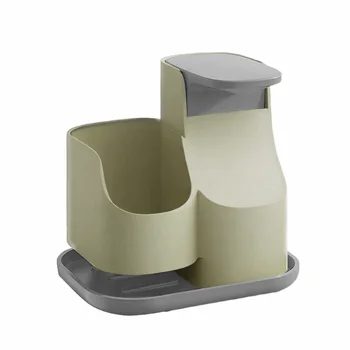 เครื่องจ่ายสบู่เหลวอเนกประสงค์ 2-in-1 ป้องกันการรั่วซึม พร้อมฟองน้ำเช็ดทำความสะอาด  แบบกด 650 มล. สำหรับใช้ในบ้าน 8