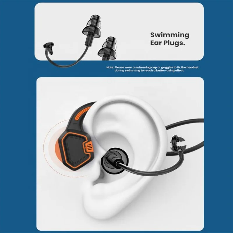 Condução Óssea Fone de Ouvido Esportes sem Fio Impermeável Embutido 16g Memória Mp3 Player de Música Natação Condução Óssea As9 - Image 5