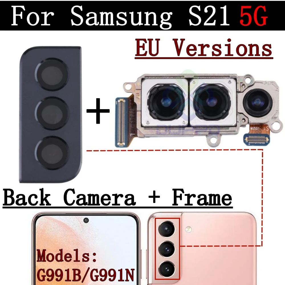 Premium Camera Frame Cover Lens with Front & Rear Flex Cable for Samsung Galaxy S21 5G