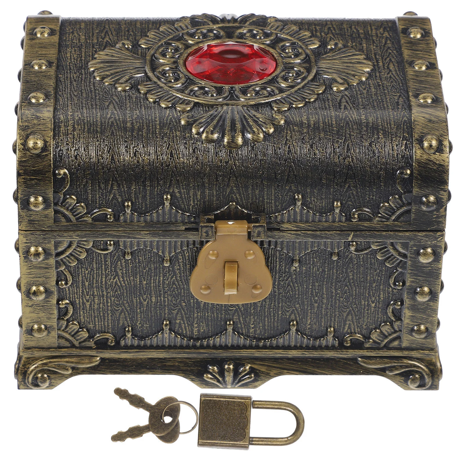 

Treasure Chest Ornaments Retro Sundries Organizer Plastic Candy Case Jewelry Box