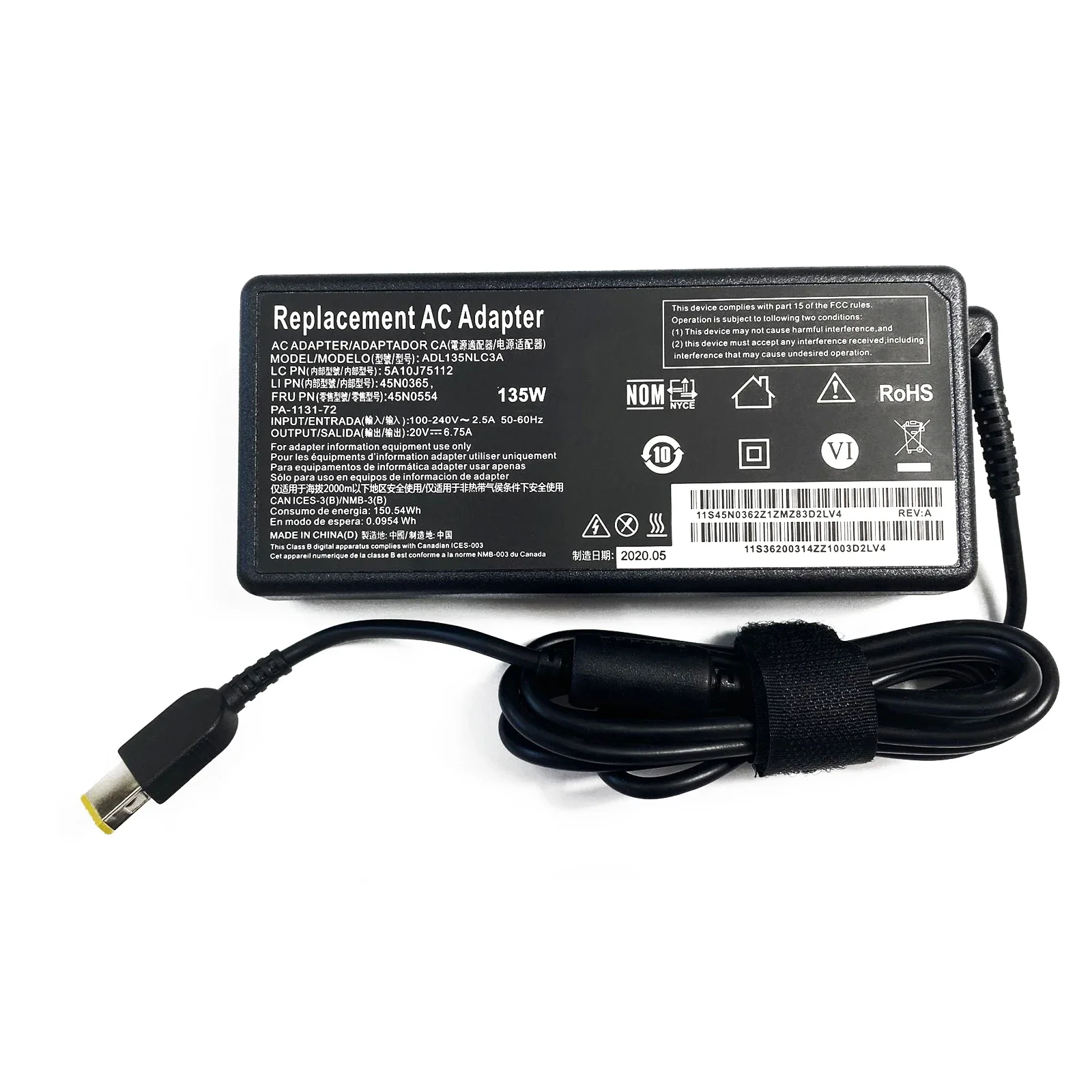 Carregador de Adaptador ac Portátil Lenovo Ideapad Gaming 15 Imh05 315arh05 3-15ach6 3-15ihu6 x1 Yoga 1ª Geração 20v 6.75a 135w - Imagem 5