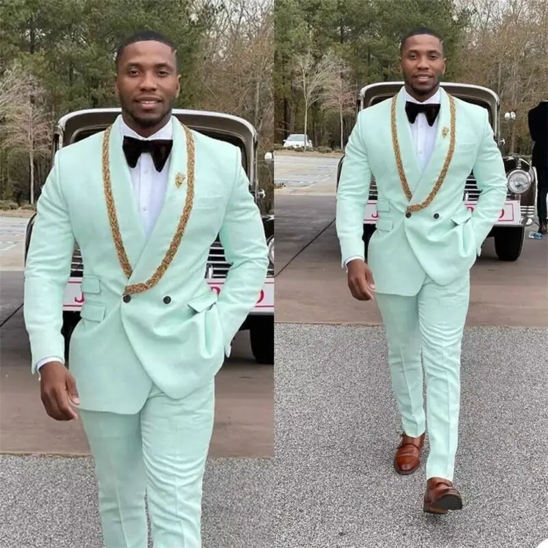 

Slim Mint Green Wedding Suit 2023 Elegant Satin Groom Men Tuxedos For Groom Men Two Piece Coat And Pant Vestidos De Noche Fit
