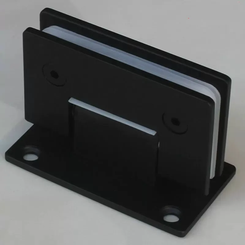 Solid stainless steel glass door hinge 90 degree double opening, matt black baking paint(XYGL-17)