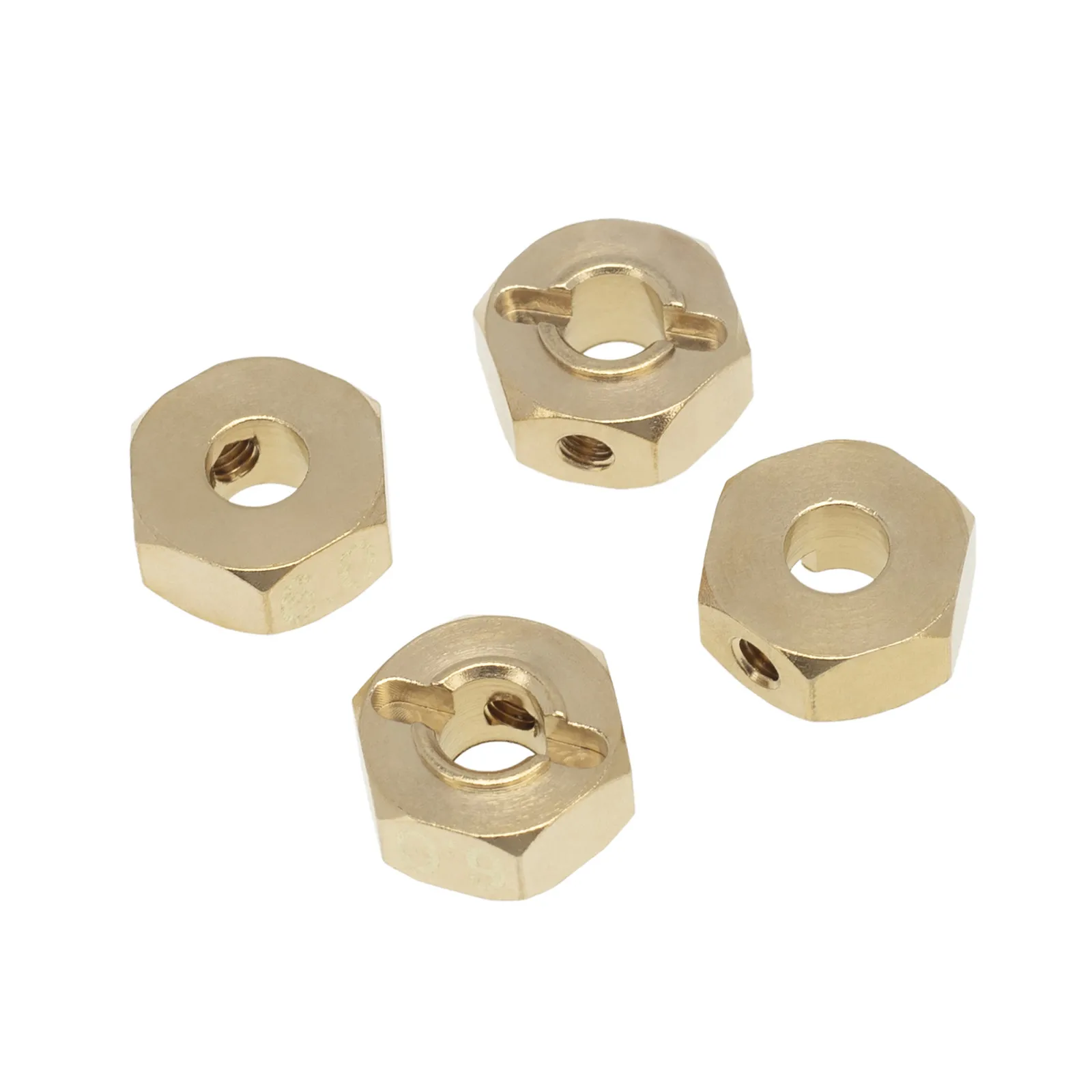 INTEGY RC Wheel Hubs - 12mm Hex, Brass, 8mm Thick (Set Of 4) For Axial SCX-10, Wraith & CC01