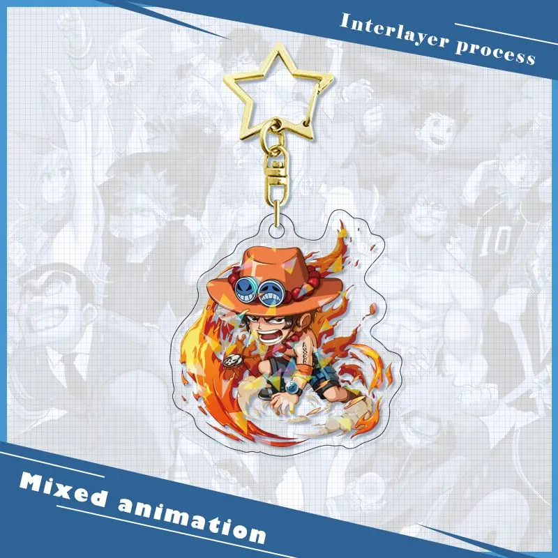 thumbnail image 1 of Llavero acrílico de Anime Kawaii ONE PIECE Monkey D Luffy Boa Hancock Ace con colgante de bolsa de dibujos animados Nami Shanks Chopper para niñas, 1 of 5