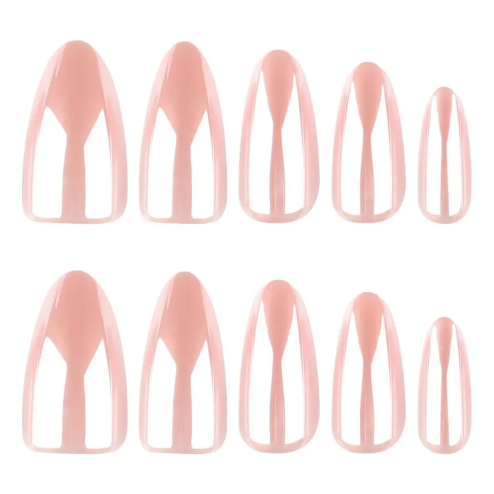 24pcs Manicure Long Almond False Nails French White Edge Fake Nails Detachable Aurora Flower Press on Nails DIY