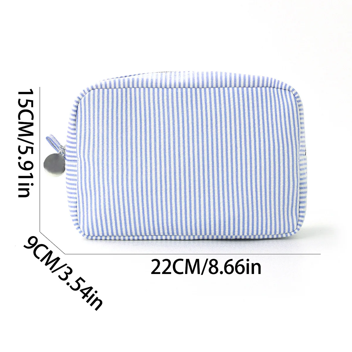 Cotton Seersucker Striped Cosmetic Storage Bag
