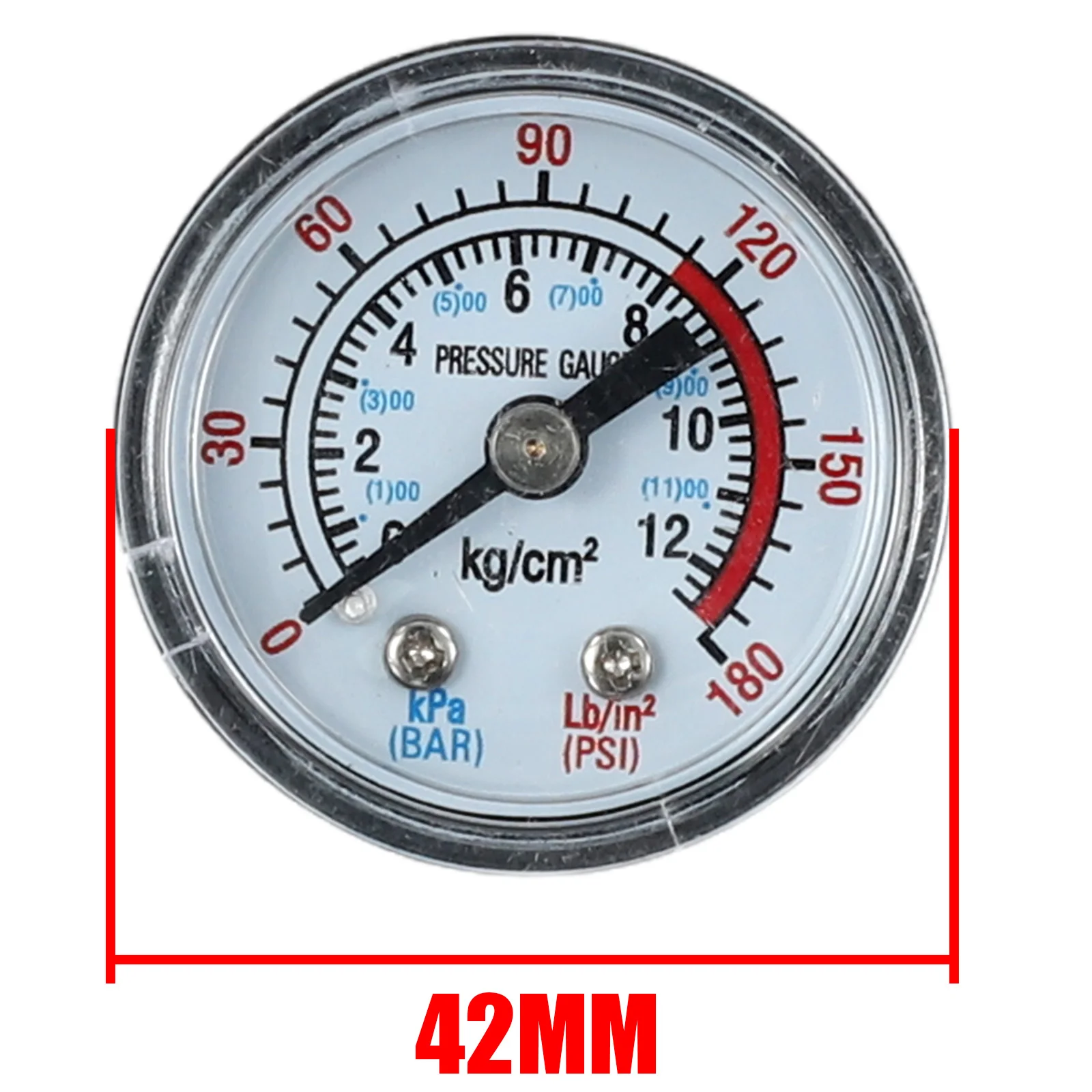 42*40mm Air Compressor Pressure Gauge Double Scale 0-12Ba 0-180PSI Big Dial Male Thread Bottom Air Pump Accessories compact pressure gauge 1 4 bspt connection bottom mount dual scale pressure gauge glycerin filled brass internals