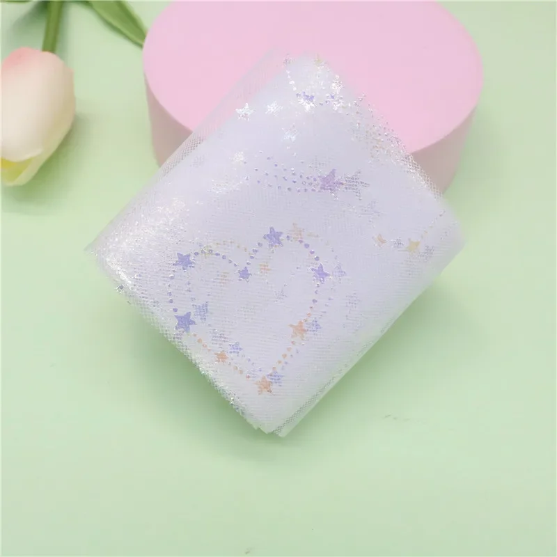 60mm Tulle 리본 반짝이 스타 러브 타입 메쉬 패브릭 롤 플로트 필름 테이프 여름 소녀의 활 만들기 Hairclip Bowknot 5 야드