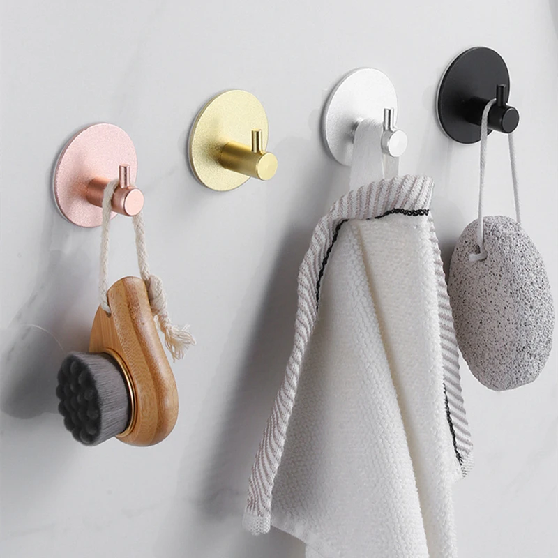Adhesive Wall Hook Towel Holder Door Key Cloth Coat Bathroom Robe Hanger Kitchen Hardware Rack Bag Hook Organizer For Hanging
