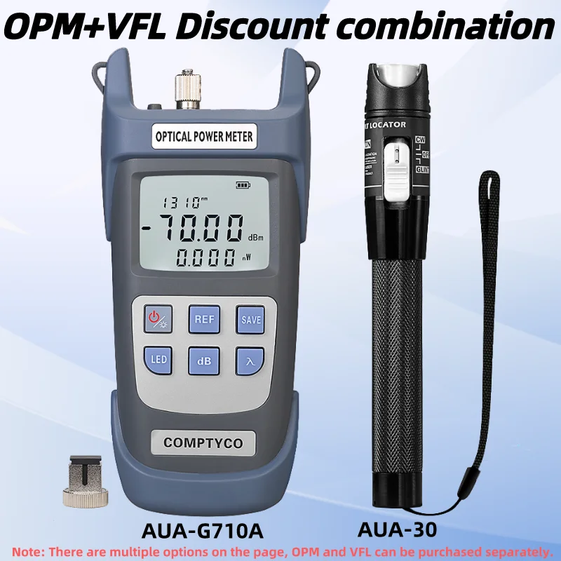 

FTTH Optical Power Meter(OPM -70 ~+10dBm)&Visual Fault Locator(30/1/10/20/50mw VFL) Fiber Optic Cable Tester Tool Kit (Optional)