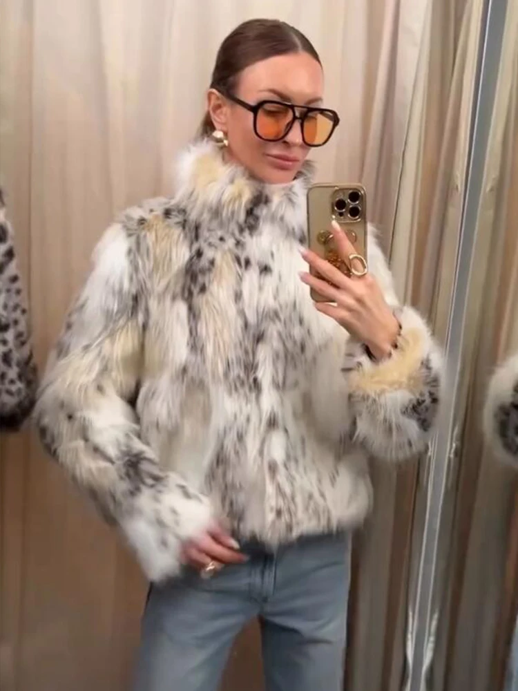 2025 Women's Autumn Winter Jacket New Fashion Faux Fur Jackets For Women Long Sleeve Fluffy Warm Coat Elegant Loose Outerwear