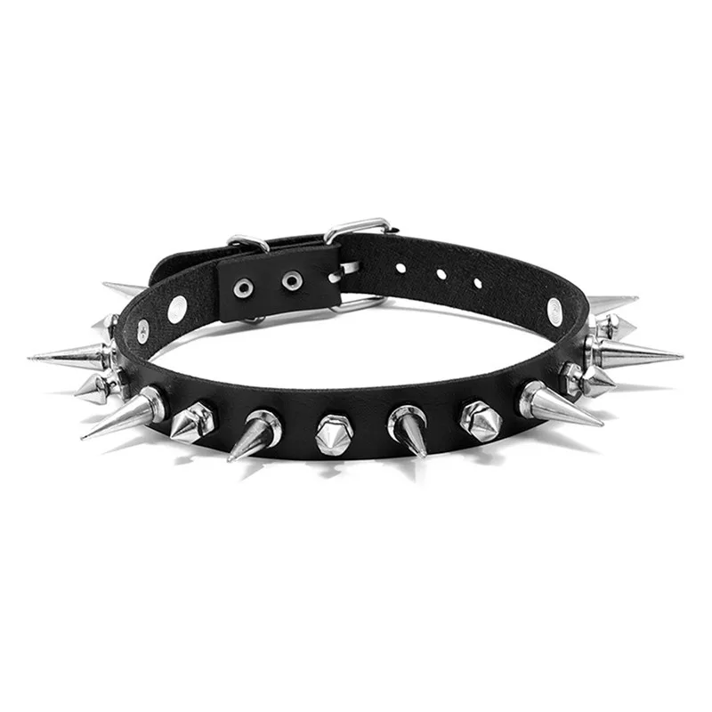 Leather Spiked Choker Punk Collar Women Men Rivets Studded Chocker