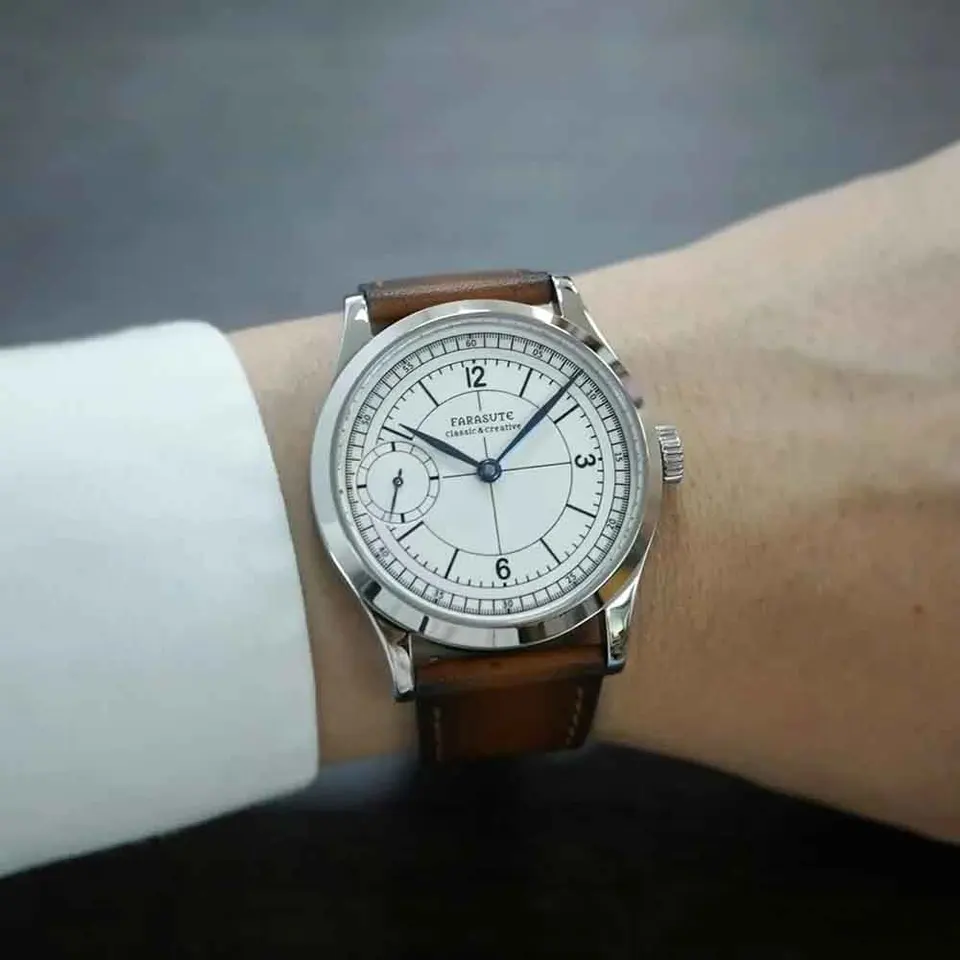 (最終価格)FARASUTE 自動巻き時計 人気のサーモン文字盤 腕時計 V38 サーモン文字盤 メンズ