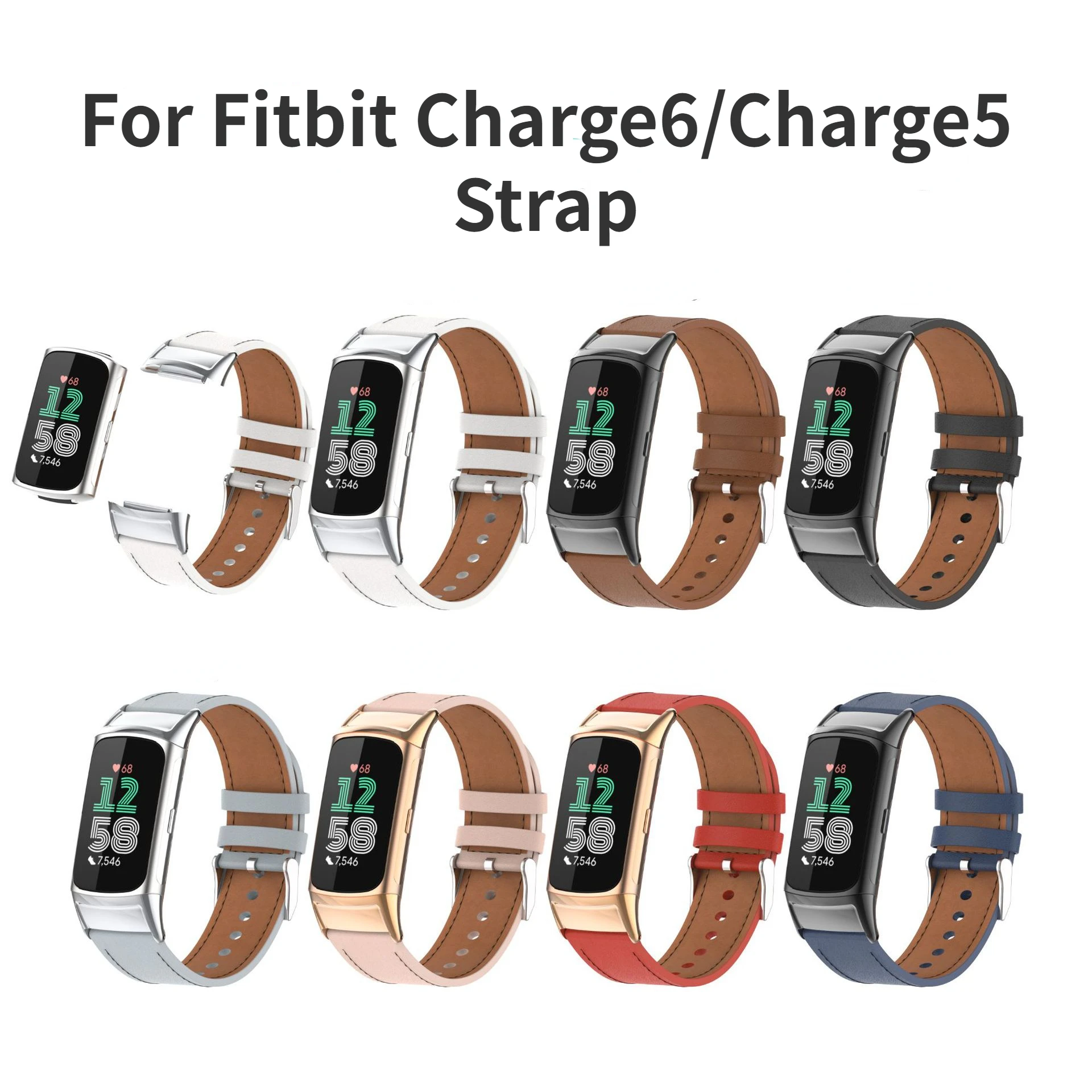 

Leather Watch Strap for Fitbit Charge 5 Band Replace Bracelet Watchband Wristband for Fitbit Charge 6 Strap Smartwatch correa