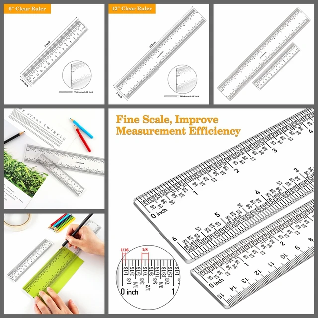 6 "/12" Tiszta Akril -Vonalzó Átlátszó Mérések Egyenes Vonalzó Kézműves Eszköz Készítsen Kártyákat Diy Kézzel Készített Tökéletes Utazási Méret Új