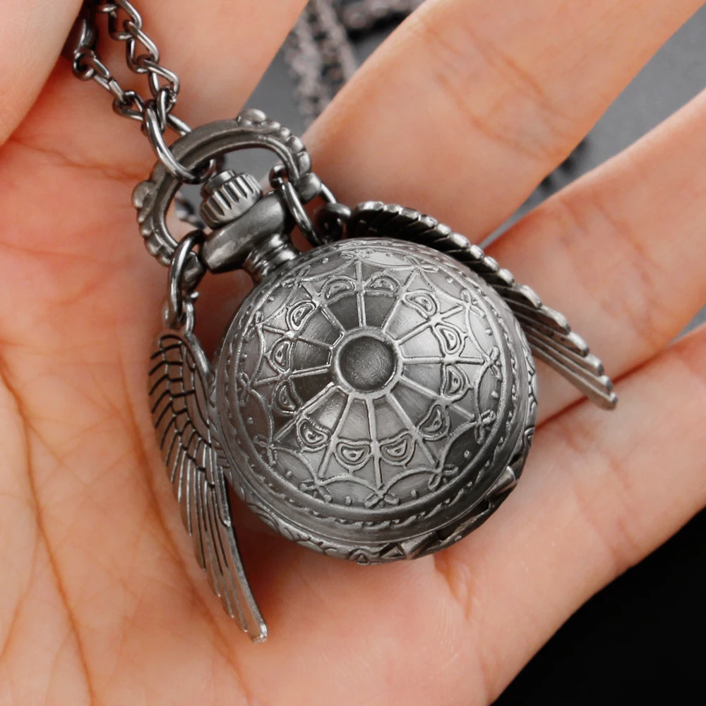 

Grey Steel Exquisite Shape Magic Flyball Quartz Pocket Watch The Best Gift for The British People Fob Chain Men's Clock Gift