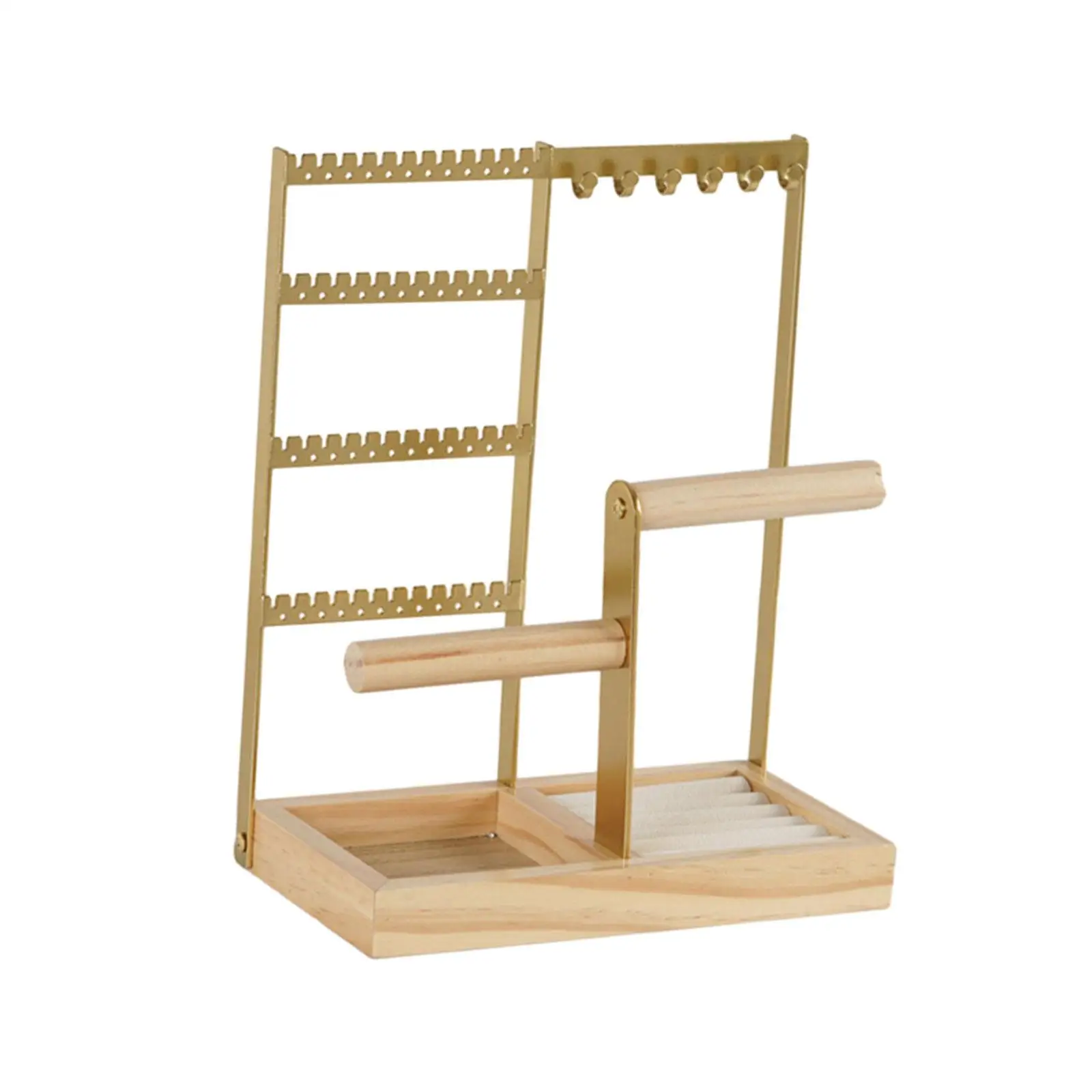 

Jewelry Display Rack Necklace with Wooden Base Display Jewelry Holder for Dresser Photography Props Live Broadcast Shopping Mall