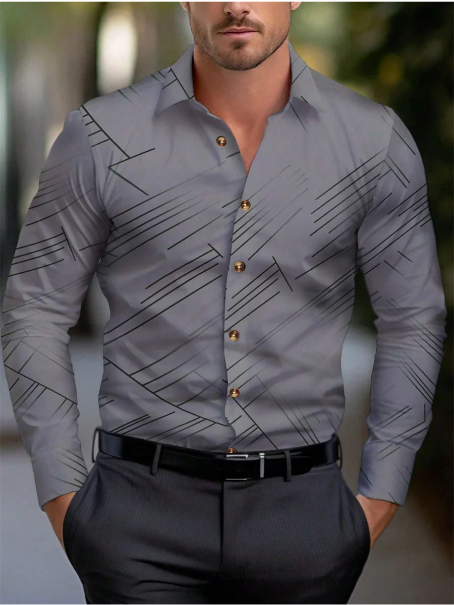 

Hot sale 2024 four seasons men's large size casual cardigan irregular stripes 3D printing 6 color pattern long sleeve shirt S-6X