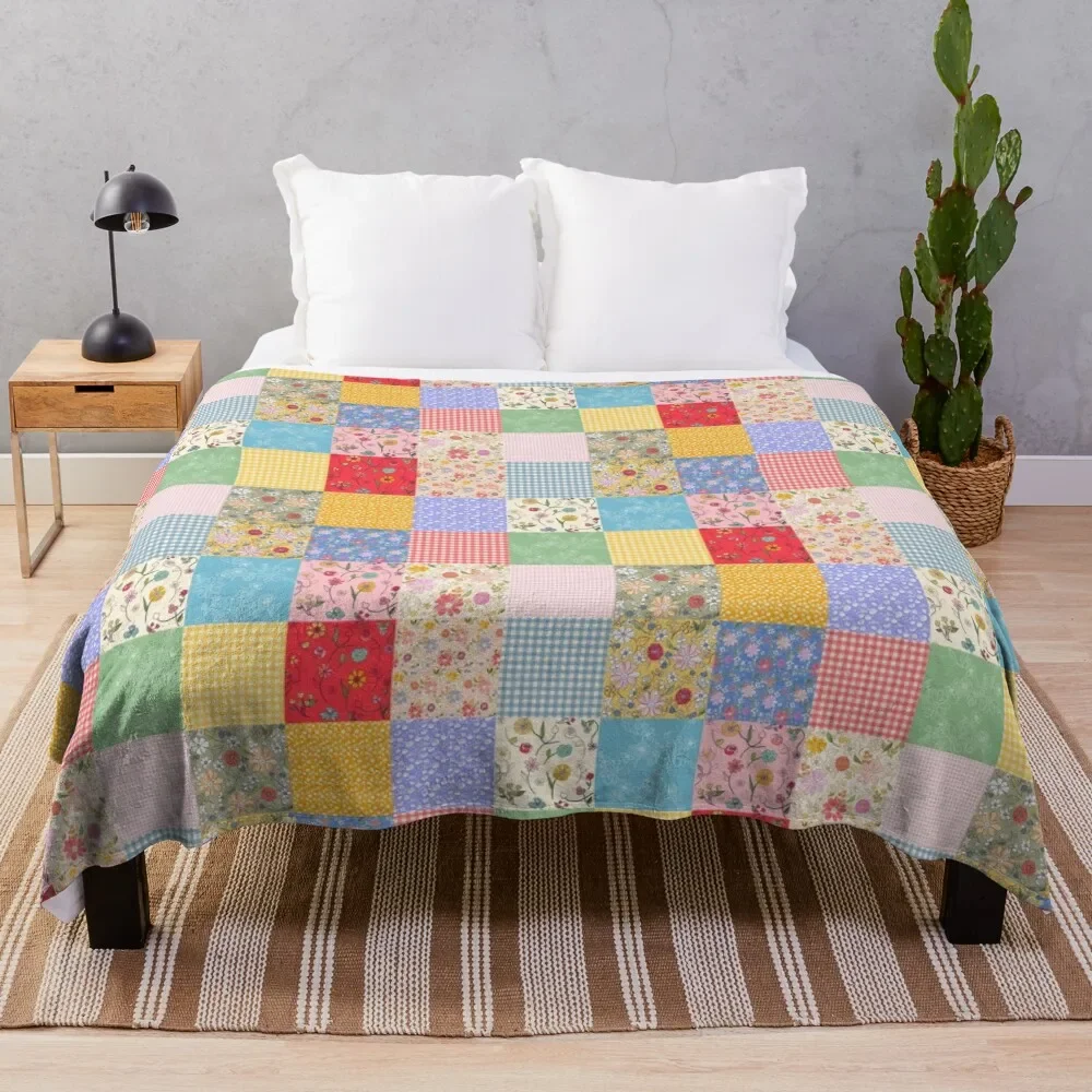 Happy Cottage Patchwork Coperta Copriletto Coperte Regalo Personalizzate