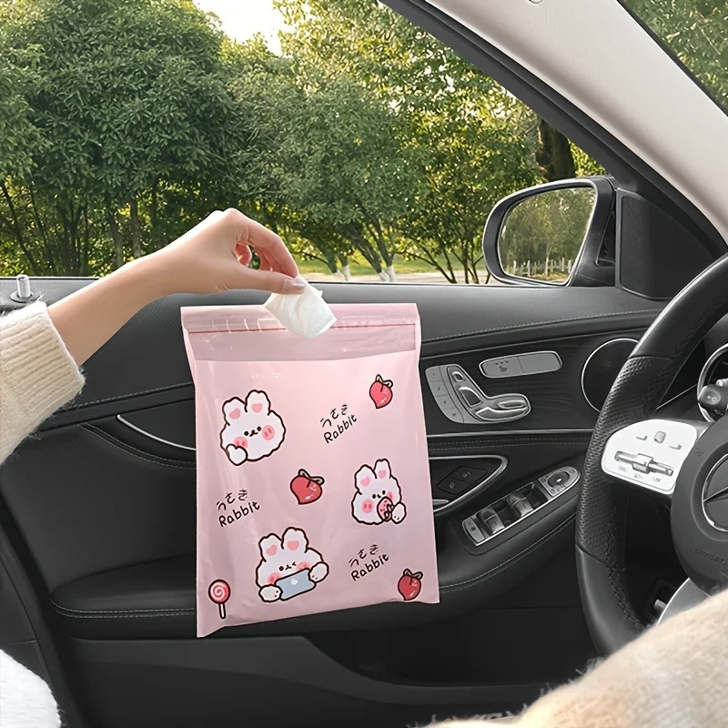 30pcs Car Garbage Bag Easy To Stick Disposable Portable Bag Waterproof and Leak Proof Barf Vomit Bag Self-adhesive Cleaning