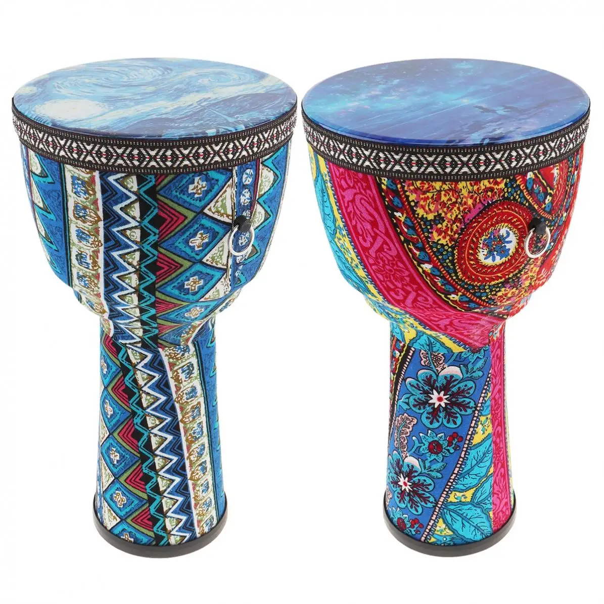 

8.5 Inch Red Blue African Djembe Drum Colorful Cloth Art ABS Barrel PVC Skin Children Hand Drum