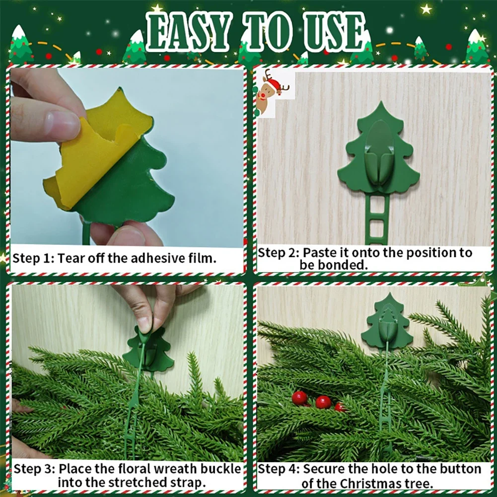 1/6pcs Christmas Wreath Silicone Hanger Hook Christmas Decoratiive Garland Hanger Front Door Garland Ties For Closet Wall