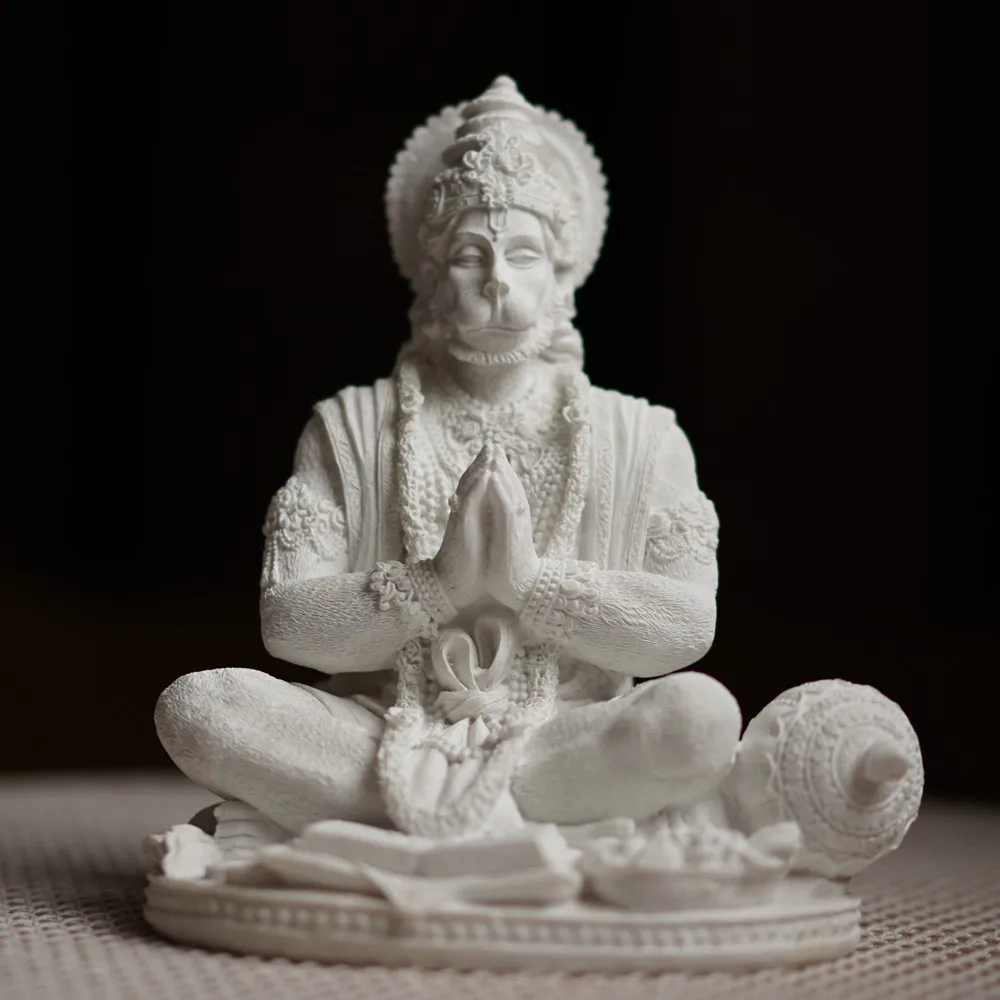 India God Feng Yoga Statue Hanuman Hindu White Shui Sculpture Vishnu Ganesha Buddha Gift Monkey Decoration Sandstone Meditation