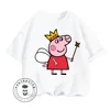 New Peppa Pig Animated Cartoon Character Print Design for Children Ages 3-14 O-neck Breathable and Soft Short-sleeved T-shirt 1