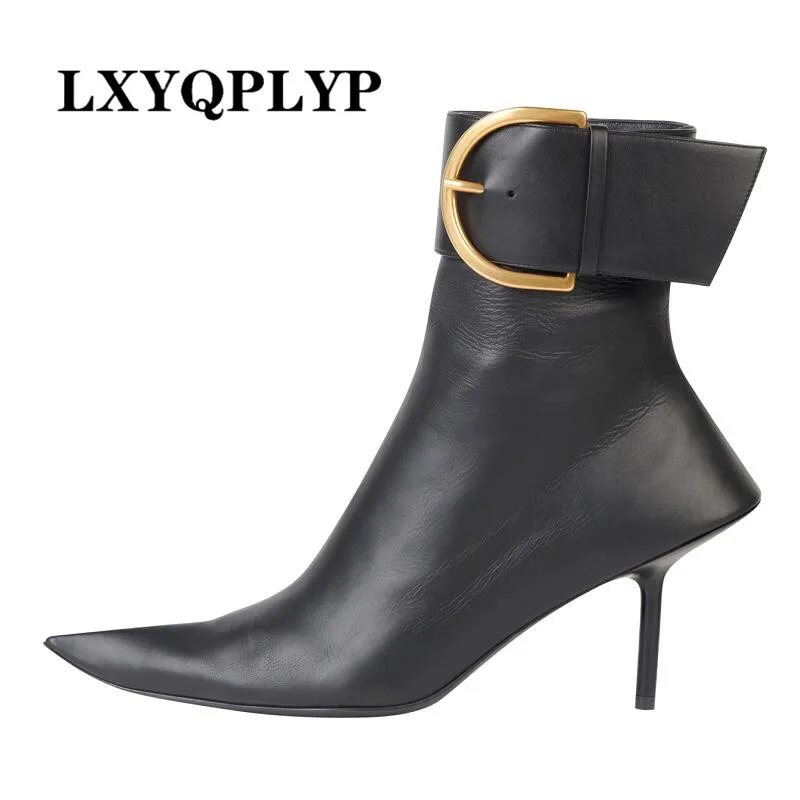 

2022 New Brand Sexy Women's Ankle Boots Thin High Heel Pointed Toe Fashion Zipper Short Boots Party Shoes Big Size43 Boots