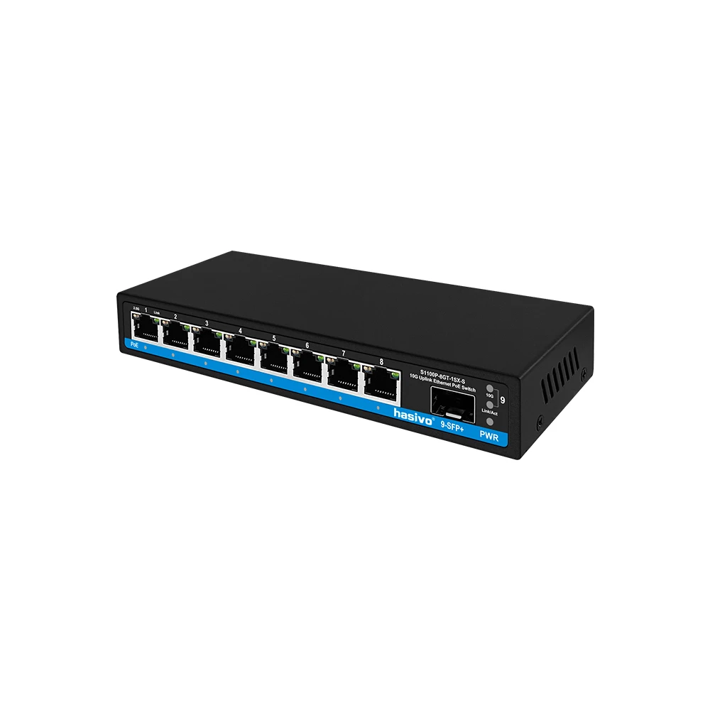 하시보 8포트 2.5Gbe POE 스위치 (10G SFP+ 업링크 포함) 멀티 기가 9포트 스위치