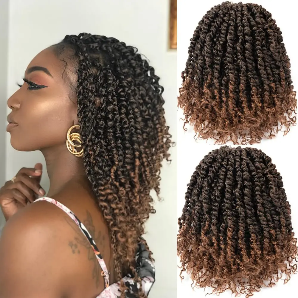 syntheticShort Passion Twist Hair Pretwisted Passion Twist crochet Hair Pretwisted crochet extensions 10 inch