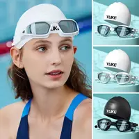 Swim Glasses Anti-fog Adult Swimming Goggles Set Adjustable with Ear Plugs Silicone Swim Cap Unisex Soft Diving Eyewear Summer