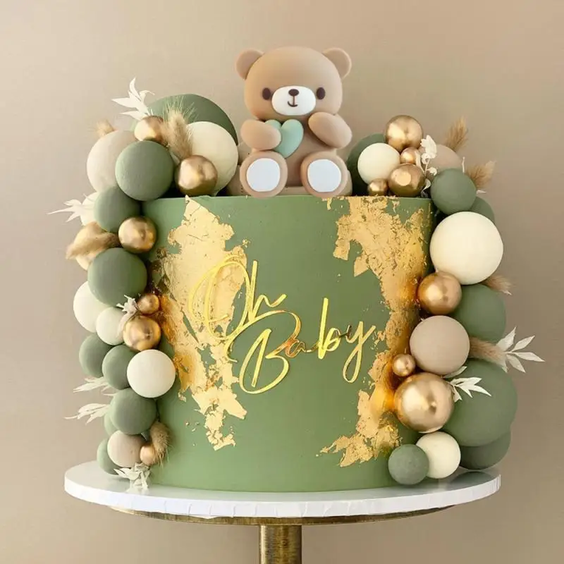 51 Stück Bären-Kuchenaufsätze, goldgrün, Kuchenaufsatz, Kugeln für alles Gute zum Geburtstag, Dekoration, Babyparty, Taufe, Geburtstagsparty-Zubehör – Detail 1
