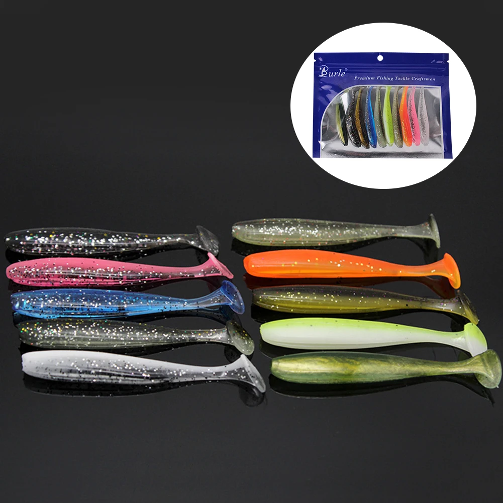 10-100PCS 9CM/7CM Tail Worm Soft Bait Artificial Bait 5