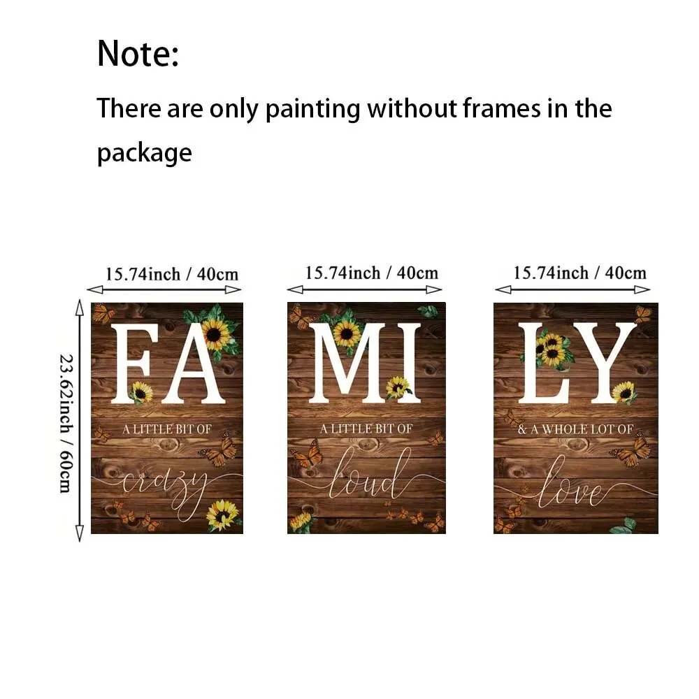 Wall Art Print 3PCS 15.7x23.6in/40x60cm Frameless Simple Black White FAMILY Poster Modern Canvas Painting Living Ro wall art print