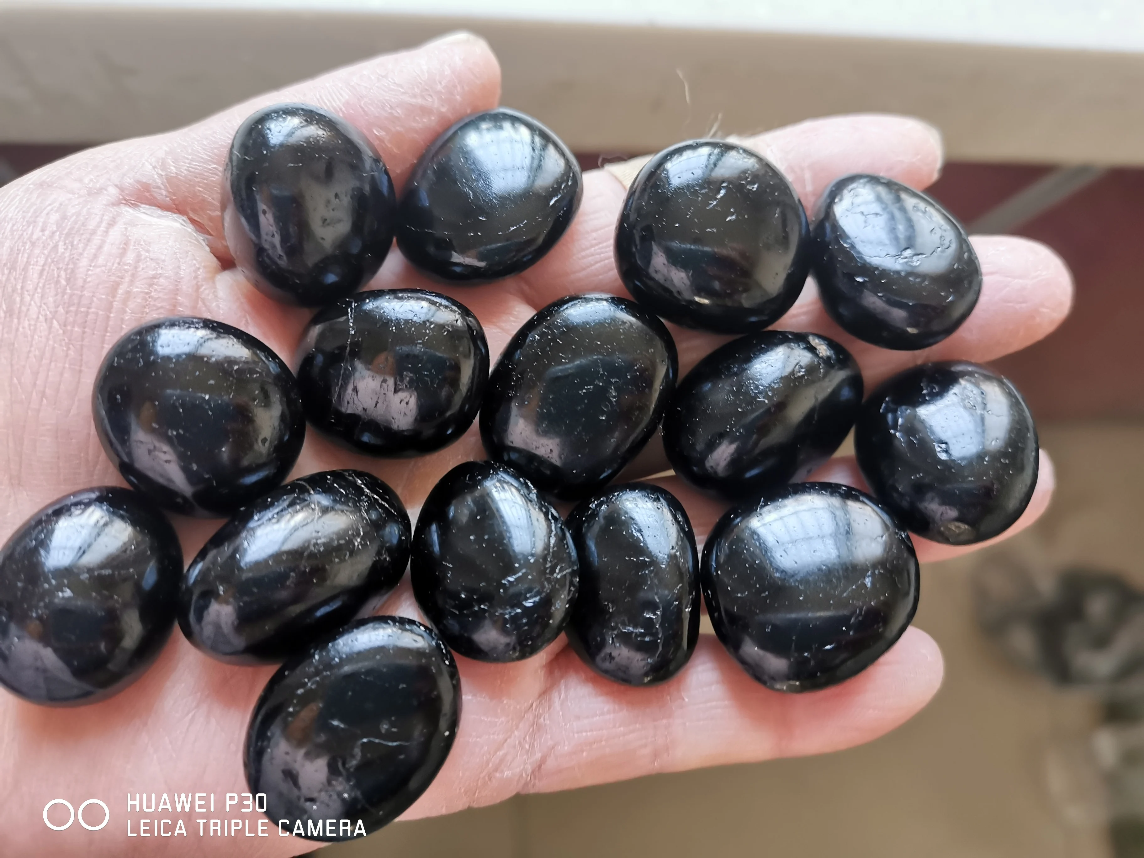 2.2 lb Bulk LARGE Black Tourmaline Tumbled Stone Crystal Healing Tumble Gemstone 2