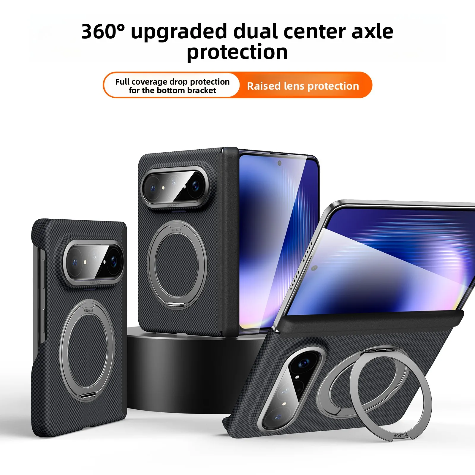 Magnetic 360° Rotating Stand Texture Skin Feel Shockproof Case with Dual Axis Protection
