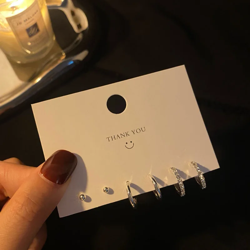 Drop Earrings Pendant Earrings New Korean Fashion Metal Love Heart Circle Drop Small Earrings for Women Trend Pendant Piercing Earrings Set Jewelry