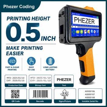 New P19 Orange Handheld Inkjet Printer 12.7mm Portable Printer QR Bar Batch Code Date Number Logo Expiry Date Label